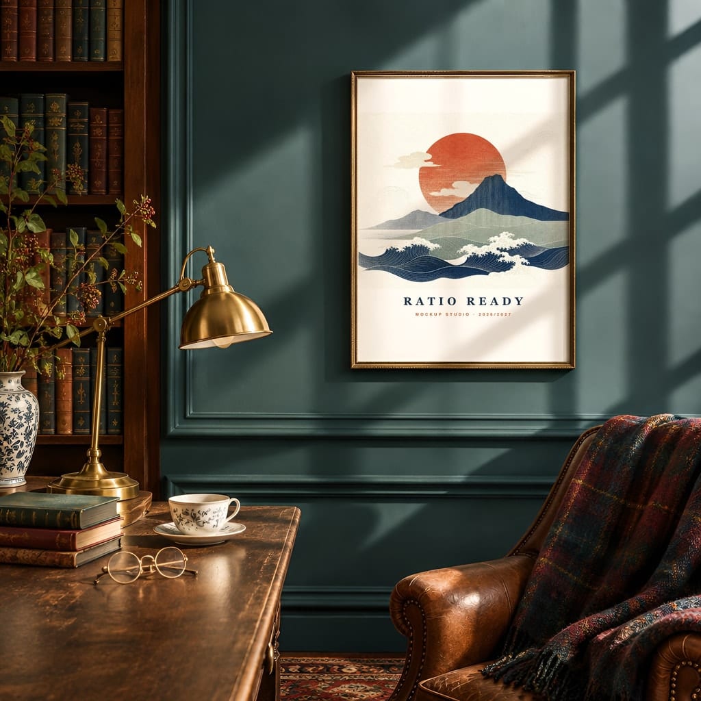 Dark Academia Frame Mockup Bundle — Library and Study Gallery Wall PSD Templates (40 Scenes): mockup scene 10 of 40