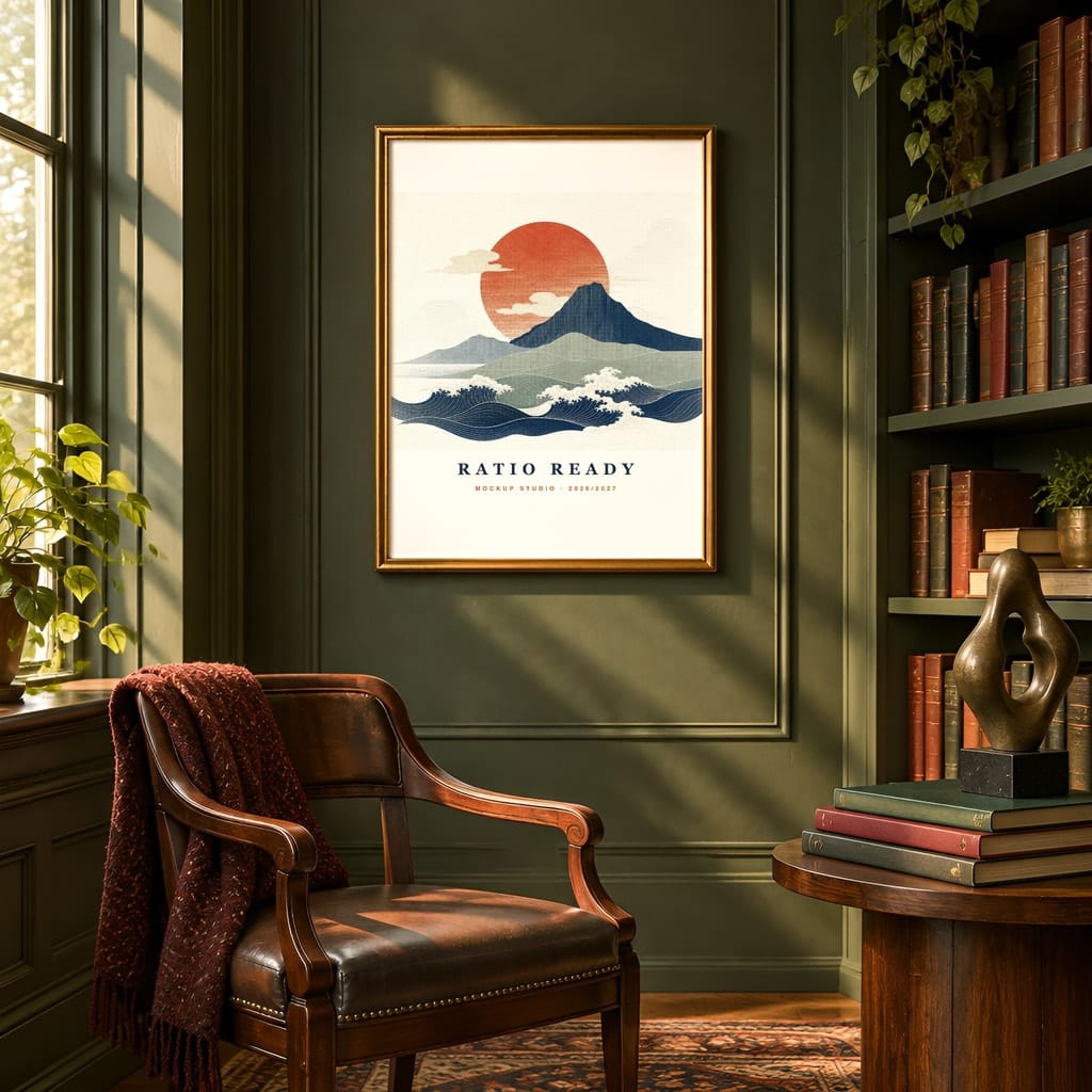 Dark Academia Frame Mockup Bundle — Library and Study Gallery Wall PSD Templates (40 Scenes): mockup scene 11 of 40