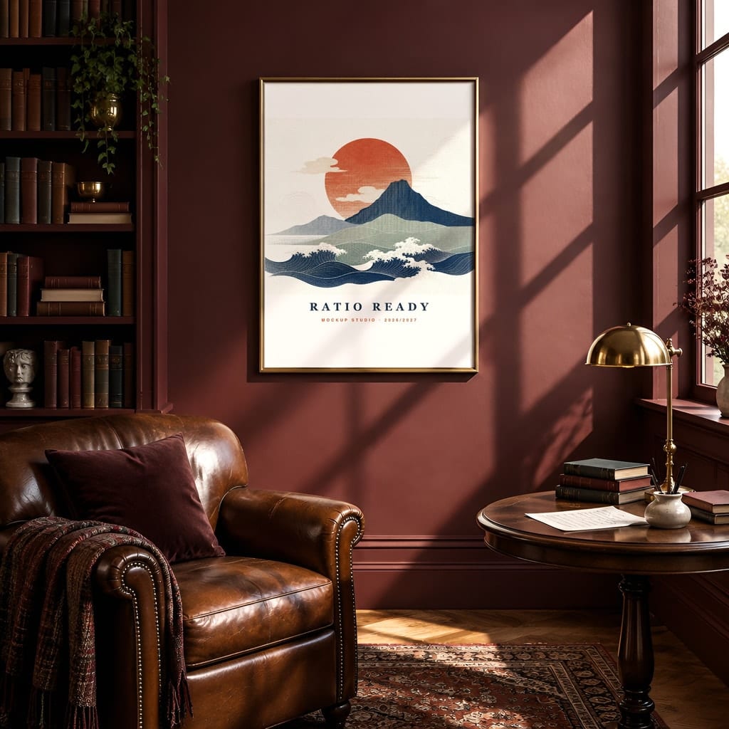 Dark Academia Frame Mockup Bundle — Library and Study Gallery Wall PSD Templates (40 Scenes): mockup scene 13 of 40
