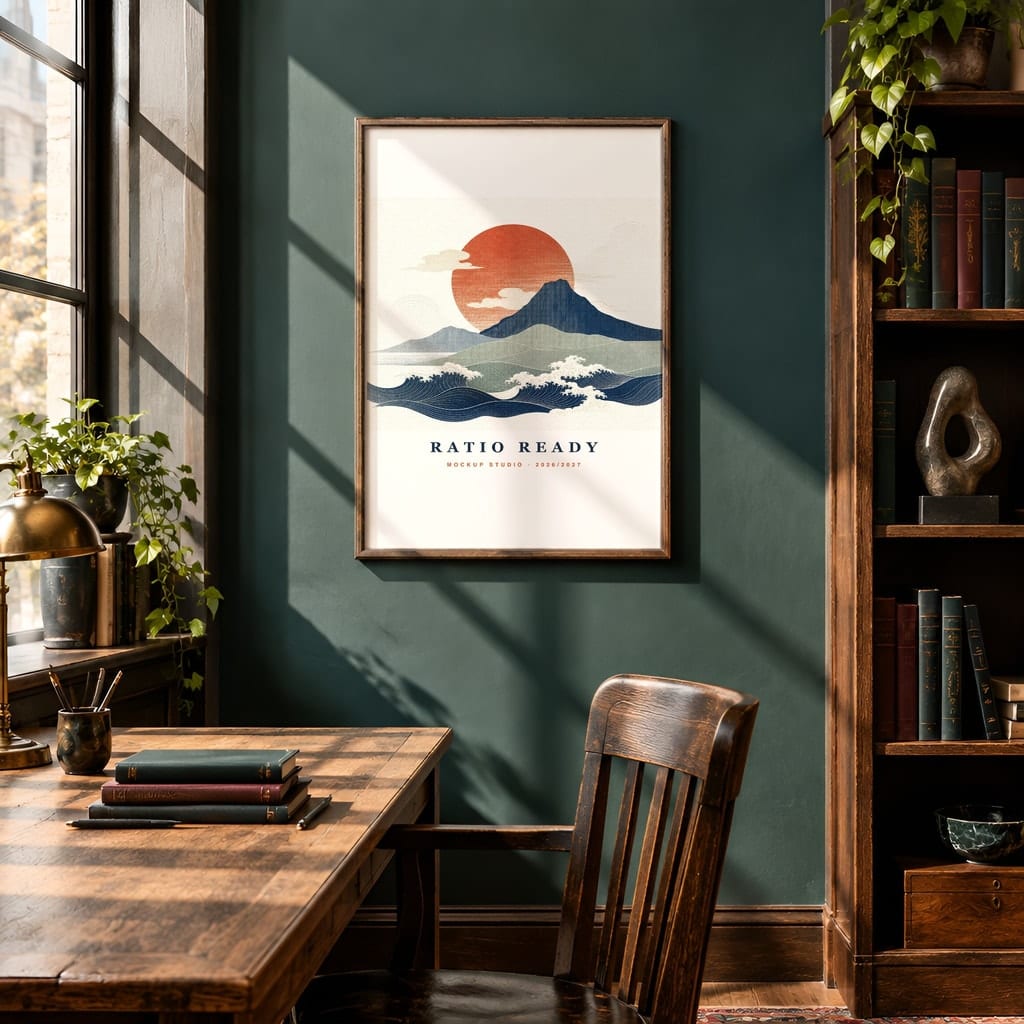 Dark Academia Frame Mockup Bundle — Library and Study Gallery Wall PSD Templates (40 Scenes): mockup scene 15 of 40