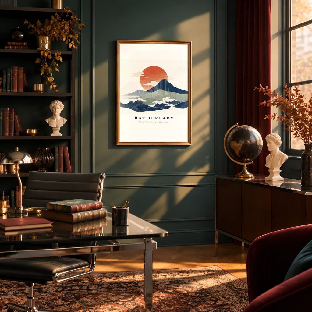 Dark Academia Frame Mockup Bundle — Library and Study Gallery Wall PSD Templates (40 Scenes): mockup scene 20 of 40