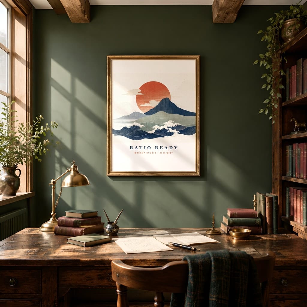 Dark Academia Frame Mockup Bundle — Library and Study Gallery Wall PSD Templates (40 Scenes): mockup scene 21 of 40