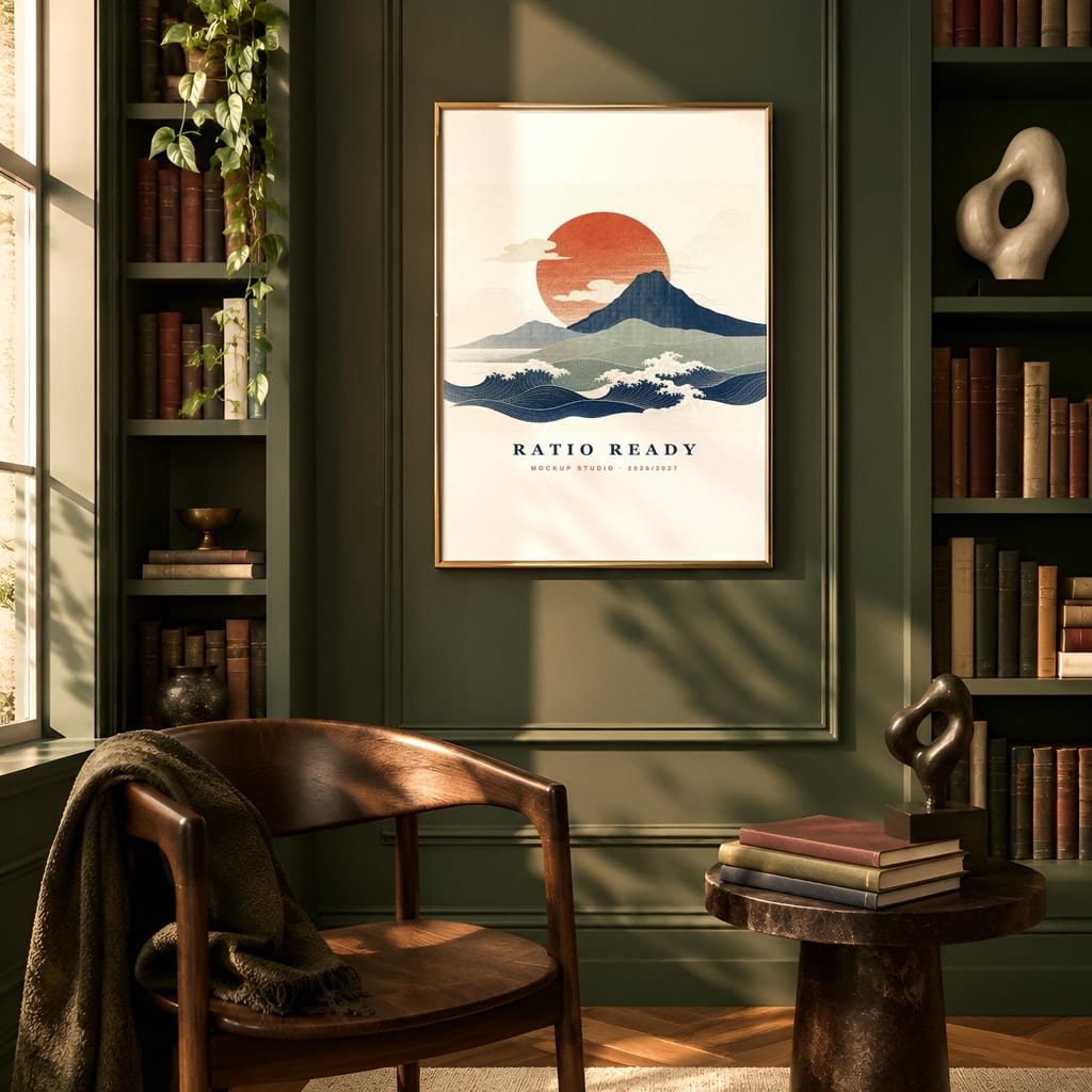 Dark Academia Frame Mockup Bundle — Library and Study Gallery Wall PSD Templates (40 Scenes): mockup scene 23 of 40