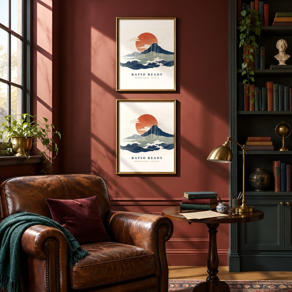 Dark Academia Frame Mockup Bundle — Library and Study Gallery Wall PSD Templates (40 Scenes): mockup scene 25 of 40