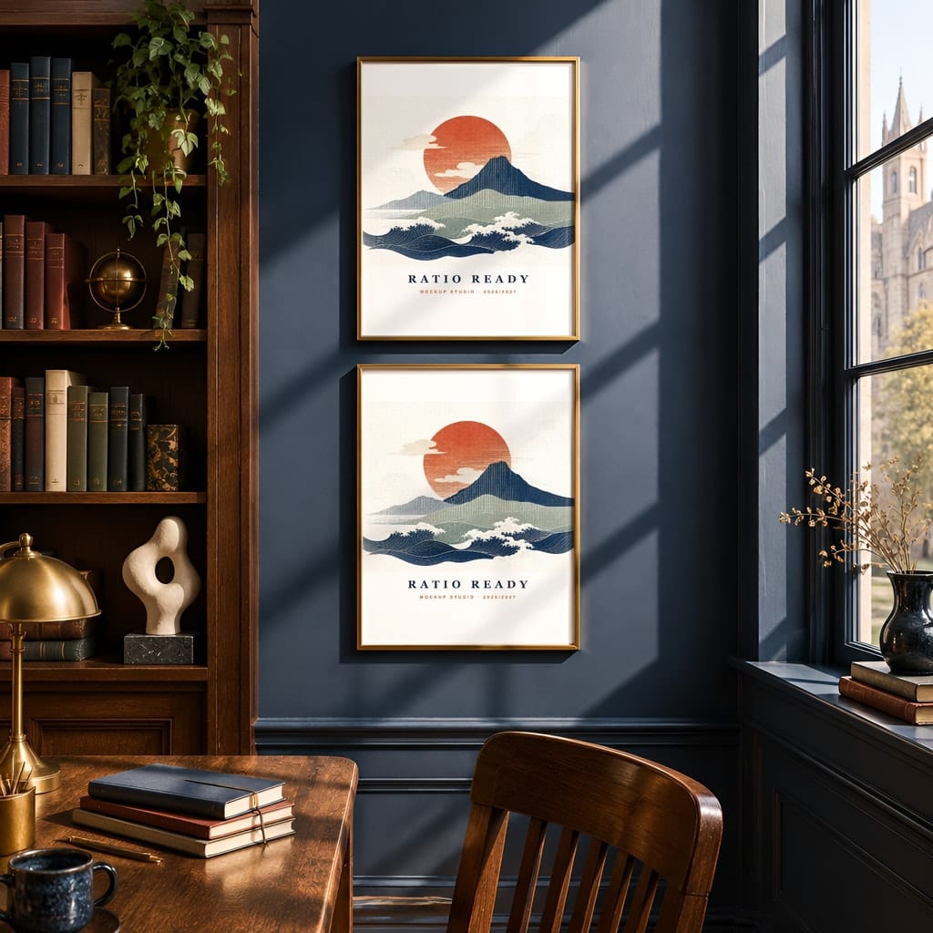 Dark Academia Frame Mockup Bundle — Library and Study Gallery Wall PSD Templates (40 Scenes): mockup scene 27 of 40