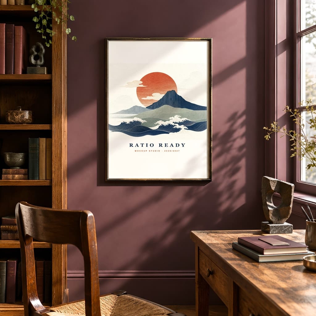 Dark Academia Frame Mockup Bundle — Library and Study Gallery Wall PSD Templates (40 Scenes): mockup scene 3 of 40