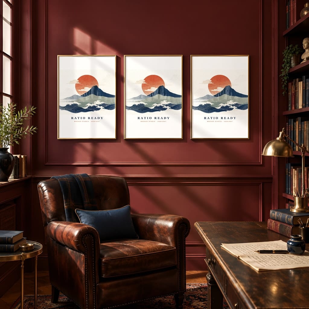 Dark Academia Frame Mockup Bundle — Library and Study Gallery Wall PSD Templates (40 Scenes): mockup scene 37 of 40