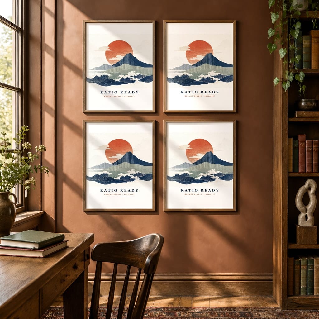 Dark Academia Frame Mockup Bundle — Library and Study Gallery Wall PSD Templates (40 Scenes): mockup scene 39 of 40