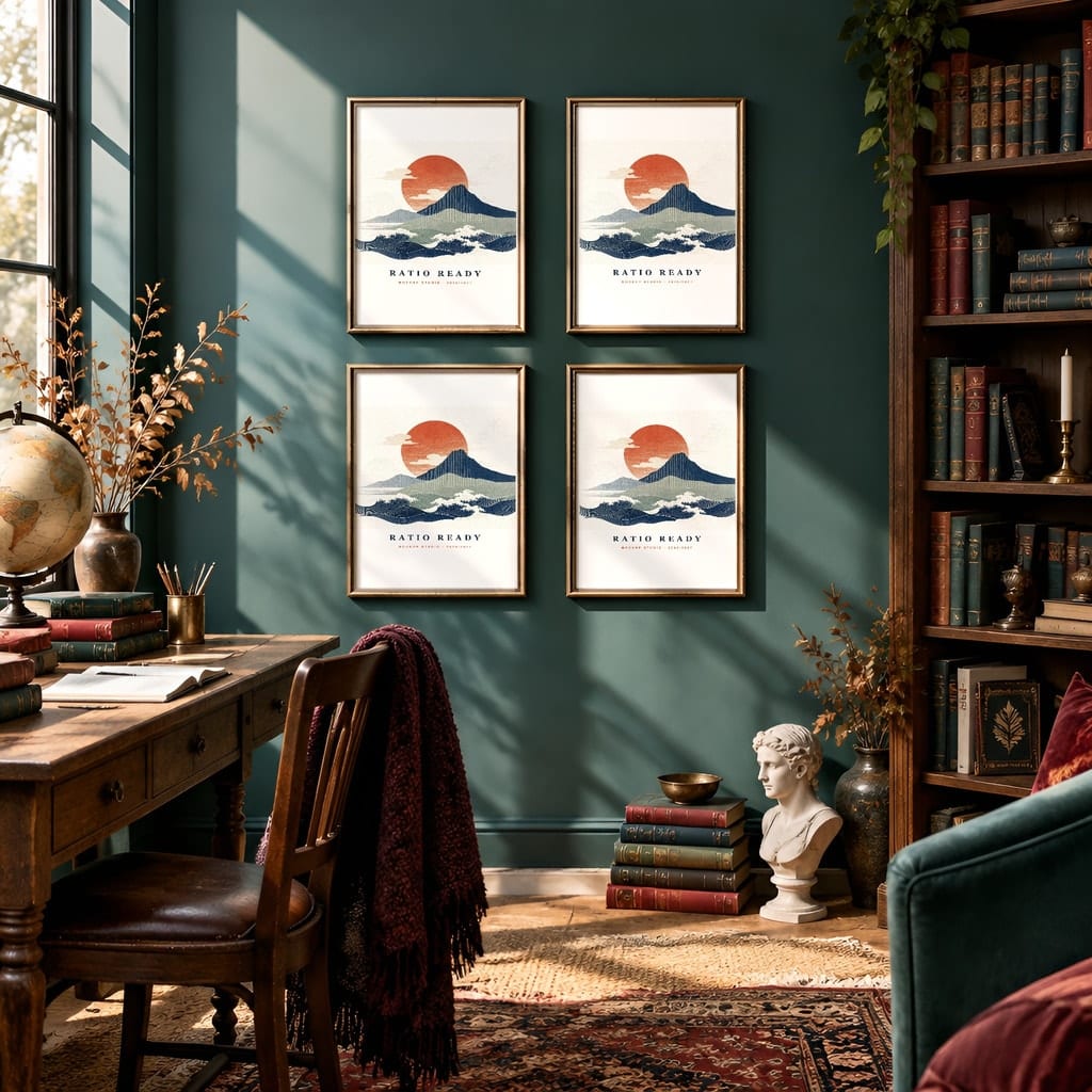 Dark Academia Frame Mockup Bundle — Library and Study Gallery Wall PSD Templates (40 Scenes): mockup scene 40 of 40