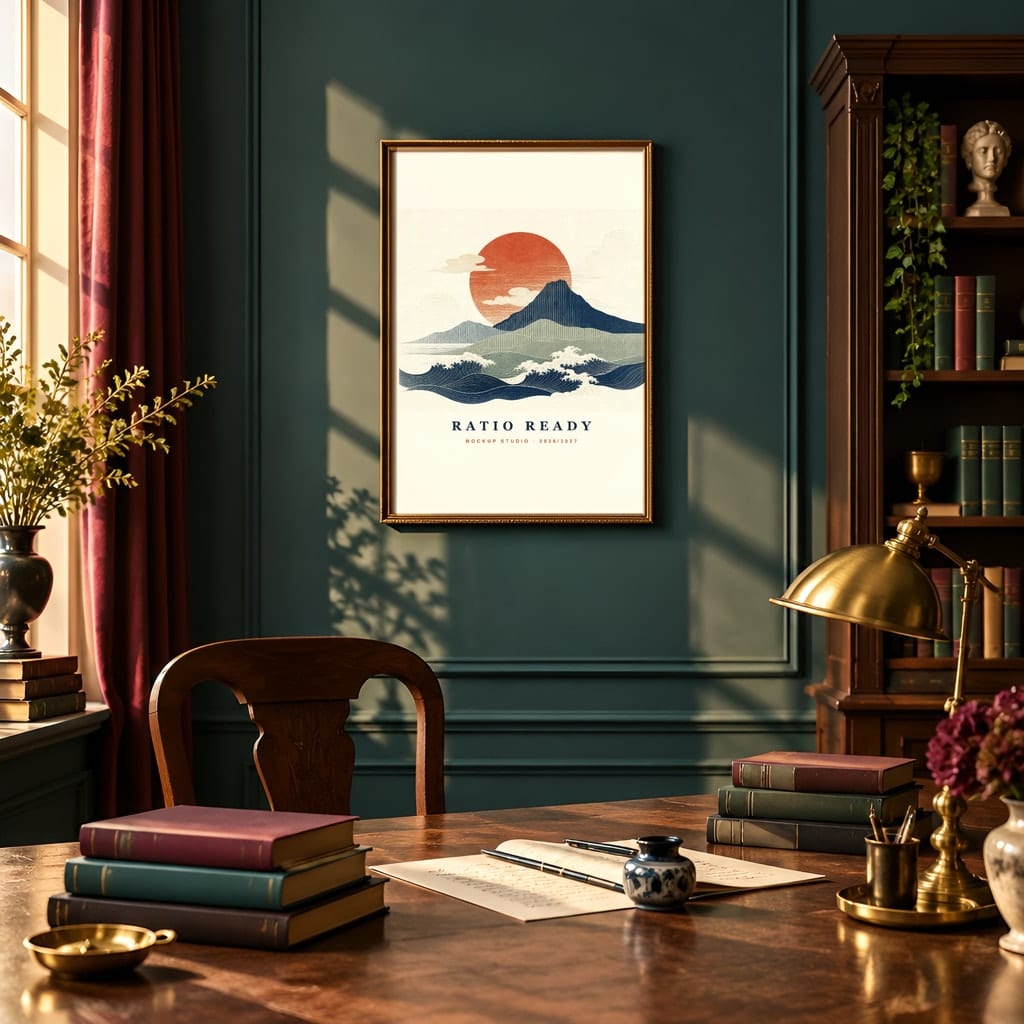 Dark Academia Frame Mockup Bundle — Library and Study Gallery Wall PSD Templates (40 Scenes): mockup scene 5 of 40