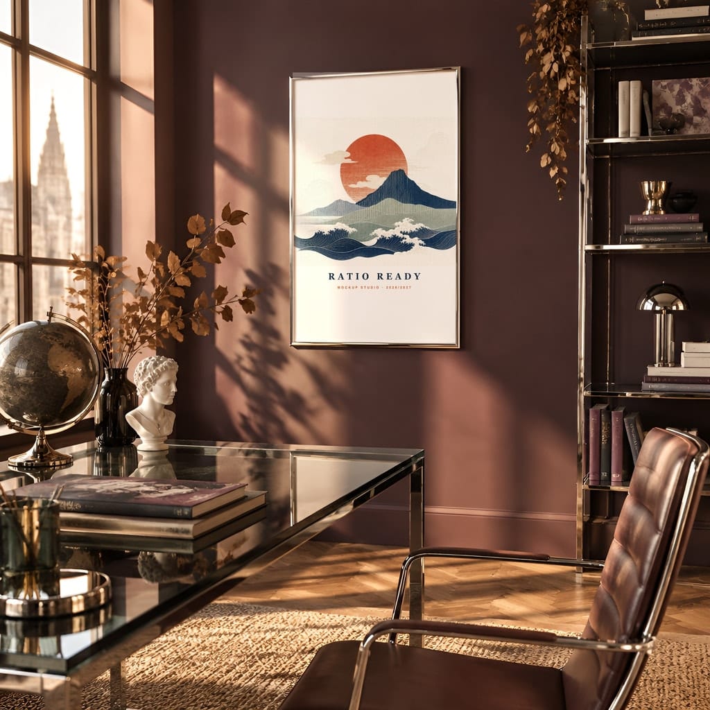 Dark Academia Frame Mockup Bundle — Library and Study Gallery Wall PSD Templates (40 Scenes): mockup scene 8 of 40