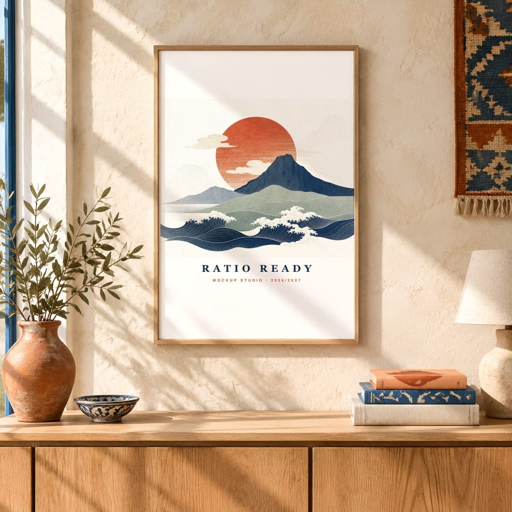 Hotel Room Wall Art Mockup — Boutique Airbnb Frame PSD Templates (20 Scenes): mockup scene 15 of 20