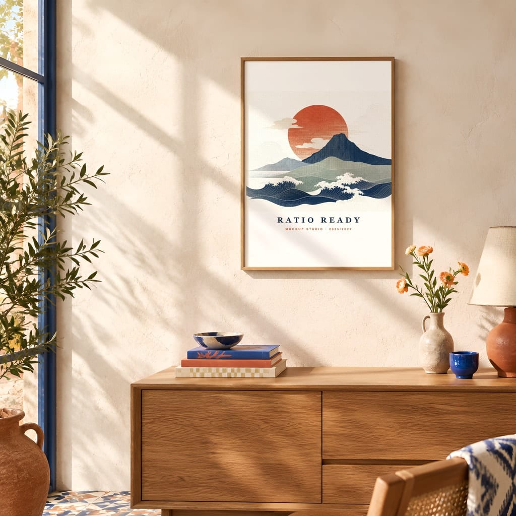 Scene 2 from Hotel Room Wall Art Mockup — Boutique Airbnb Frame PSD Templates (20 Scenes)