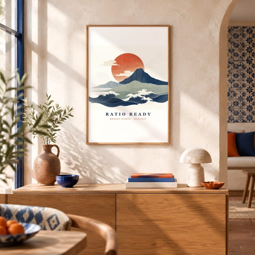 Hotel Room Wall Art Mockup — Boutique Airbnb Frame PSD Templates (20 Scenes): mockup scene 20 of 20