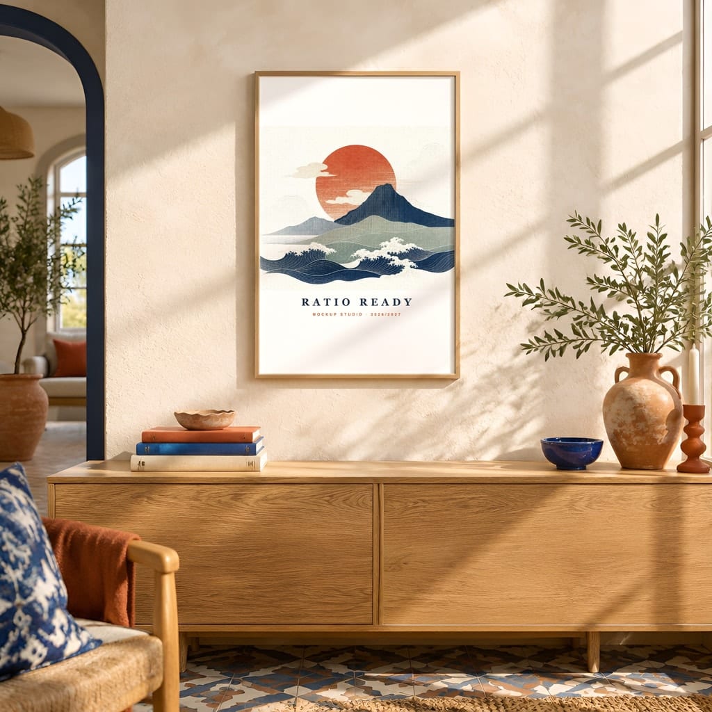 Scene 4 from Hotel Room Wall Art Mockup — Boutique Airbnb Frame PSD Templates (20 Scenes)