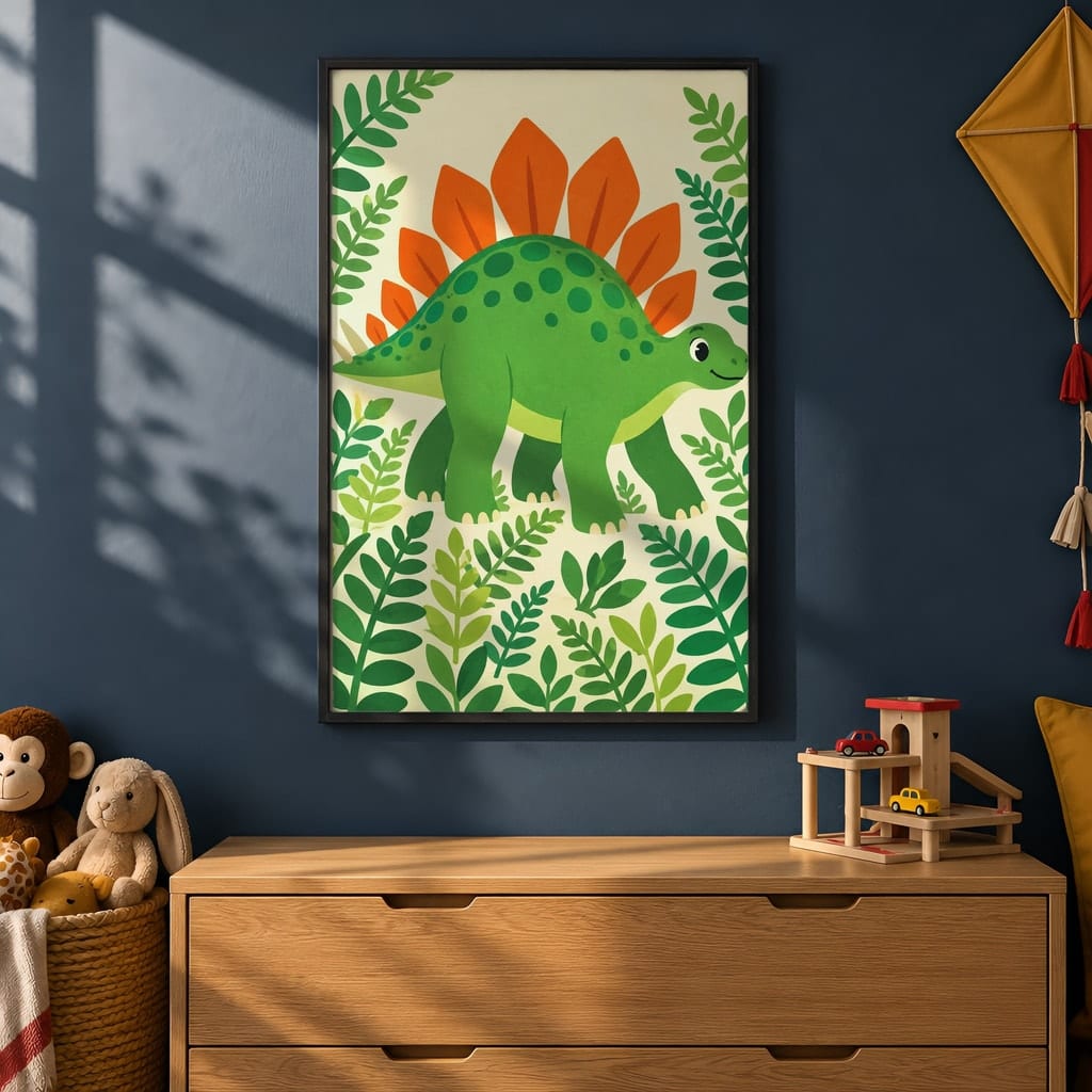 Boys Room Frame Mockup Bundle — 40 Vertical Navy and Oak Nursery and Kids Wall Art PSD Mockups: mockup scene 22 of 40