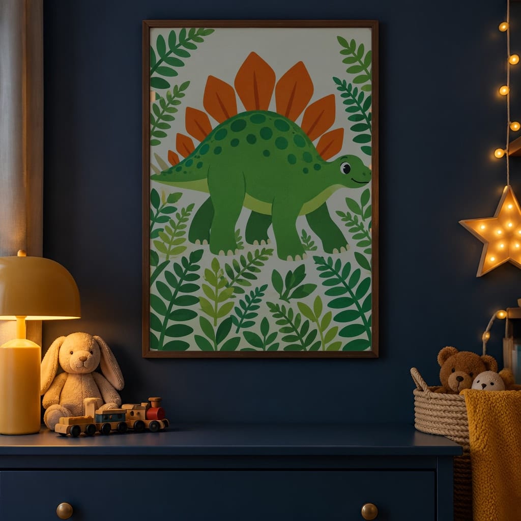 Boys Room Frame Mockup Bundle — 40 Vertical Navy and Oak Nursery and Kids Wall Art PSD Mockups: mockup scene 38 of 40