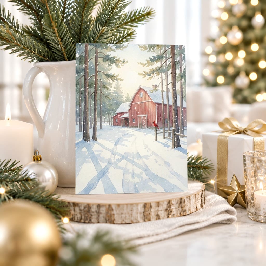Christmas Card Mockup Bundle — 20 Gold and White 5x7 Greeting Card PSD Mockups — first mockup scene from the pack