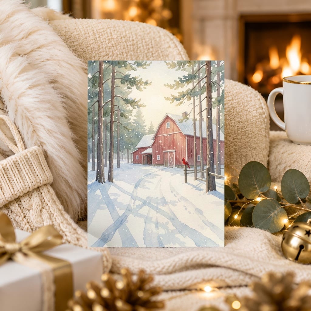 Christmas Card Mockup Bundle — 20 Gold and White 5x7 Greeting Card PSD Mockups: mockup scene 11 of 20