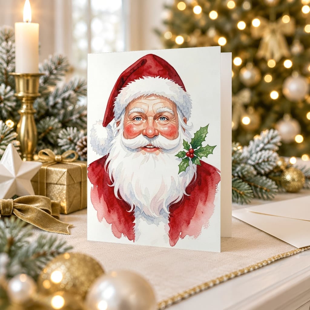 Christmas Card Mockup Bundle — 20 Gold and White 5x7 Greeting Card PSD Mockups: mockup scene 2 of 20