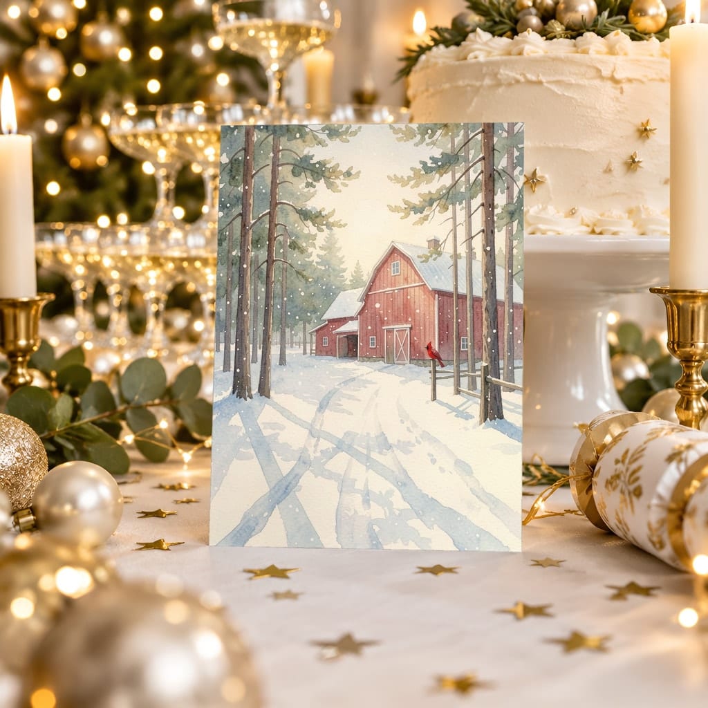 Christmas Card Mockup Bundle — 20 Gold and White 5x7 Greeting Card PSD Mockups: mockup scene 20 of 20