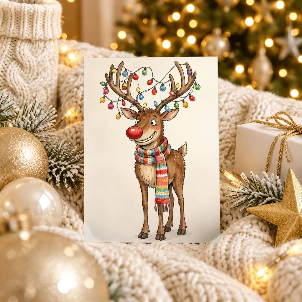 Christmas Card Mockup Bundle — 20 Gold and White 5x7 Greeting Card PSD Mockups: mockup scene 4 of 20