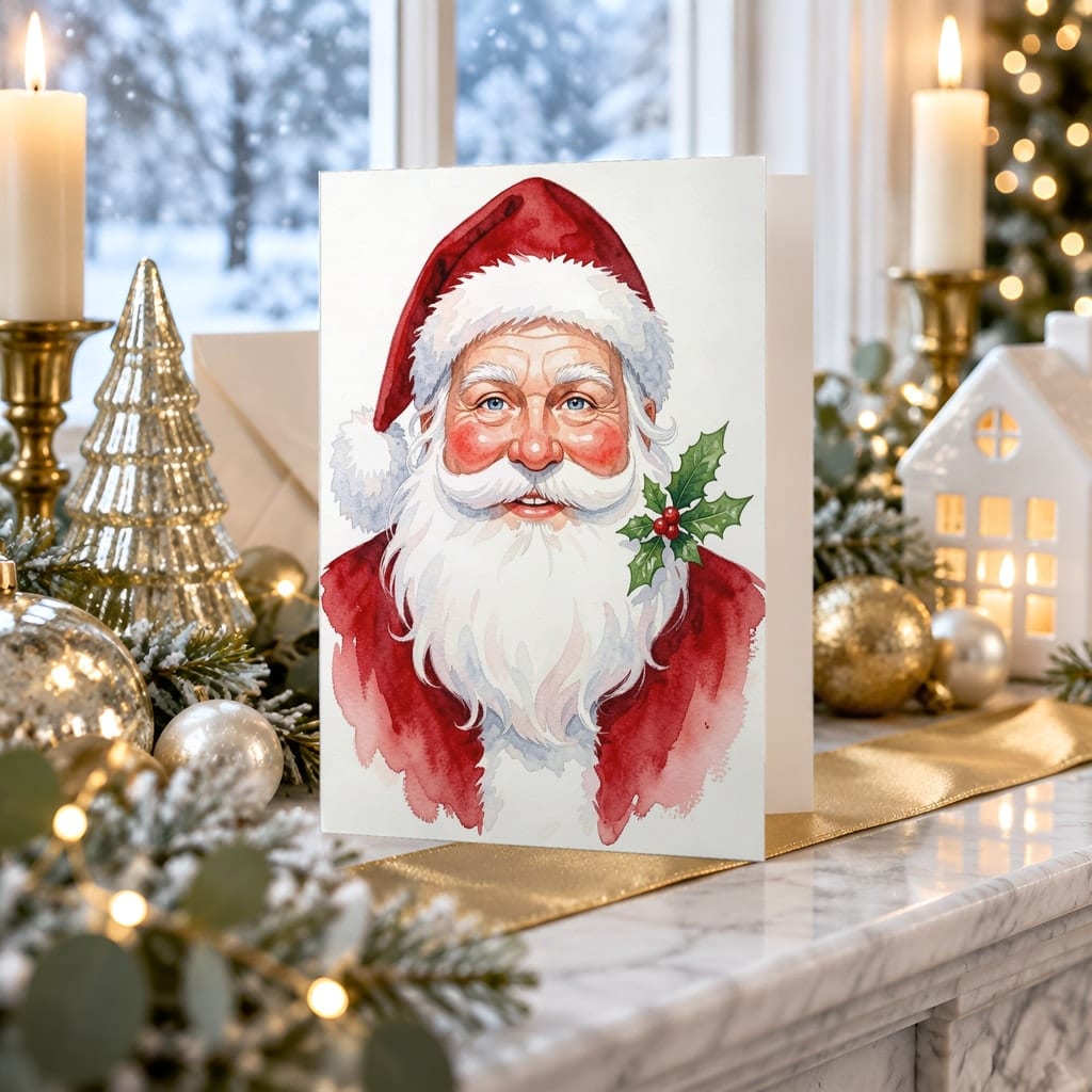 Christmas Card Mockup Bundle — 20 Gold and White 5x7 Greeting Card PSD Mockups: mockup scene 5 of 20