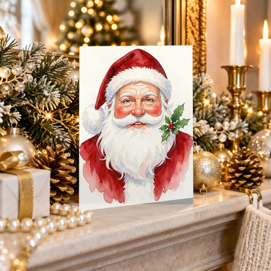 Christmas Card Mockup Bundle — 20 Gold and White 5x7 Greeting Card PSD Mockups: mockup scene 6 of 20
