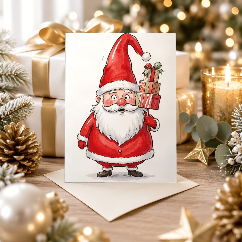 Christmas Card Mockup Bundle — 20 Gold and White 5x7 Greeting Card PSD Mockups: mockup scene 7 of 20