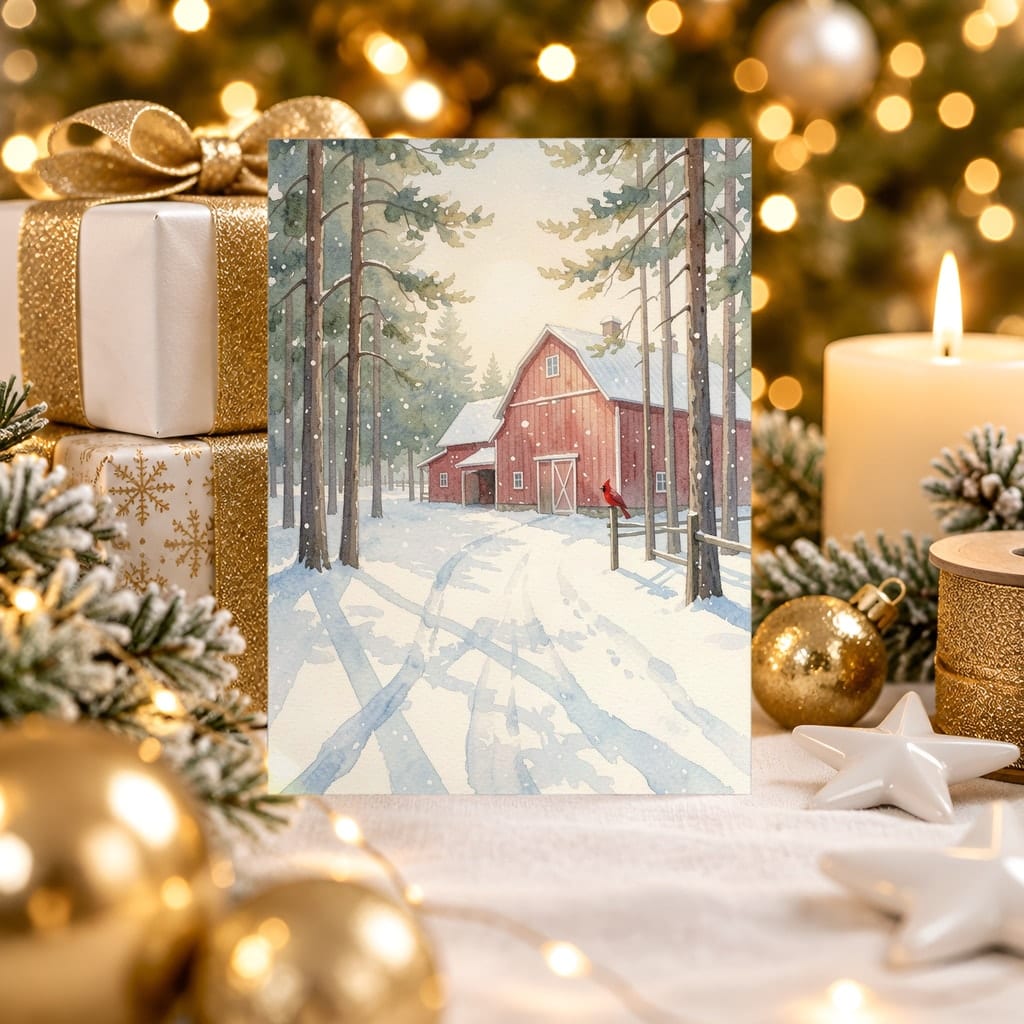 Christmas Card Mockup Bundle — 20 Gold and White 5x7 Greeting Card PSD Mockups: mockup scene 8 of 20