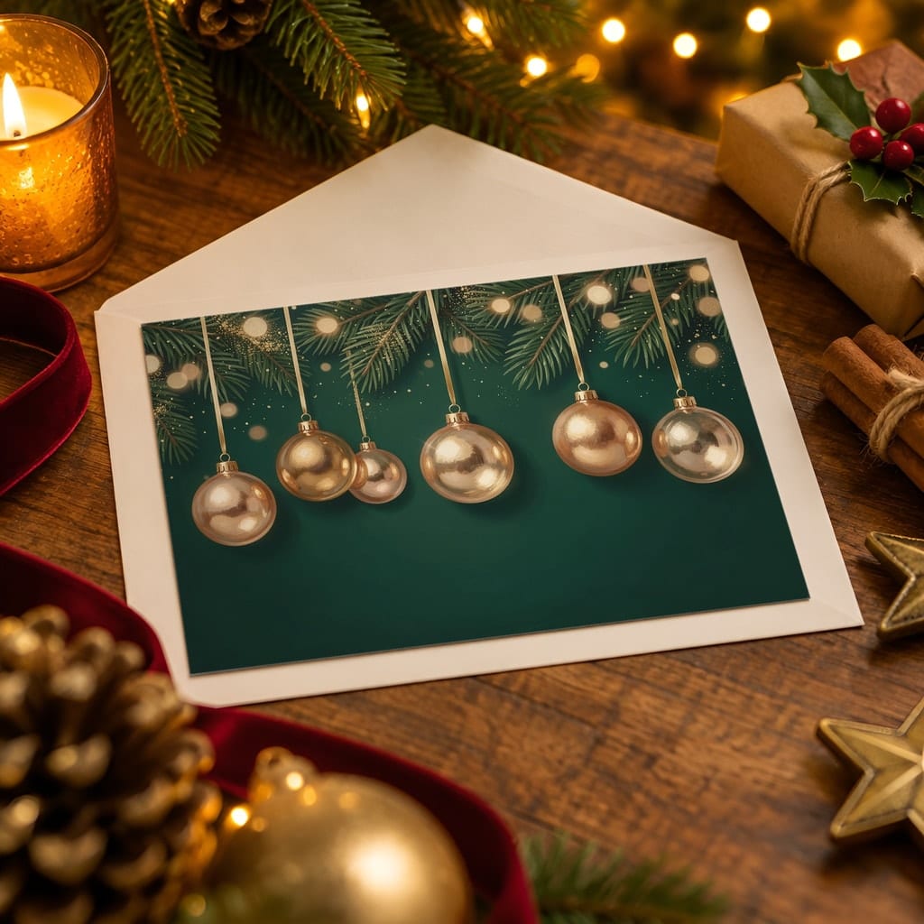Christmas Card Mockup Bundle — 20 Horizontal 7x5 Photo Card PSD Mockups: mockup scene 12 of 20