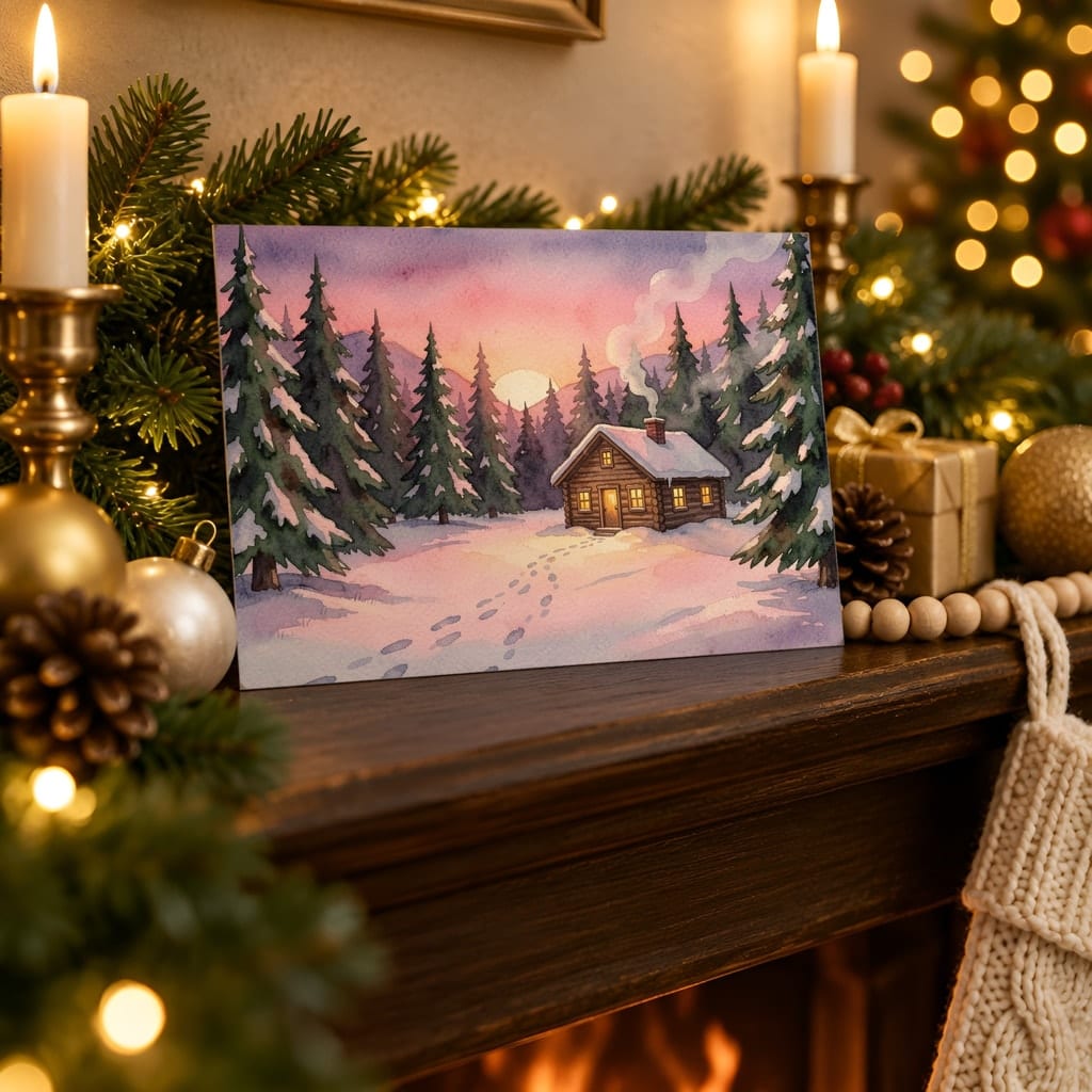 Christmas Card Mockup Bundle — 20 Horizontal 7x5 Photo Card PSD Mockups: mockup scene 13 of 20