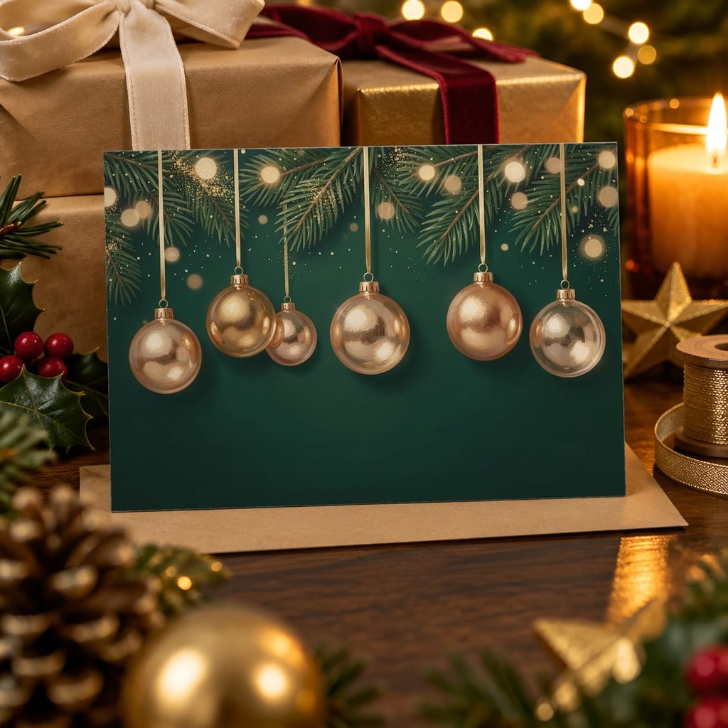 Christmas Card Mockup Bundle — 20 Horizontal 7x5 Photo Card PSD Mockups: mockup scene 14 of 20