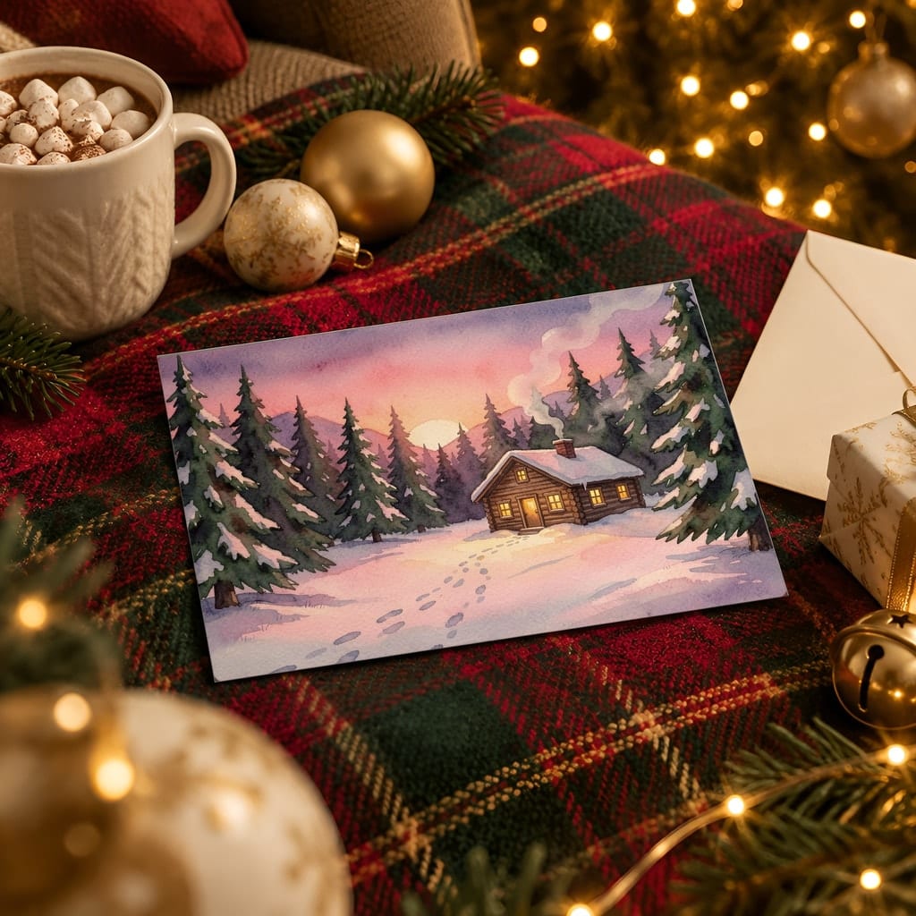 Christmas Card Mockup Bundle — 20 Horizontal 7x5 Photo Card PSD Mockups: mockup scene 4 of 20