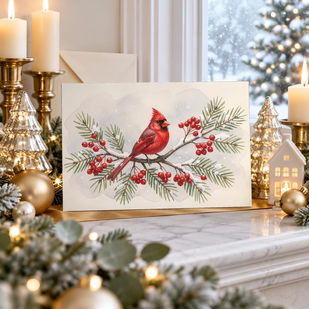Christmas Card Mockup Bundle — 20 Horizontal 7x5 Photo Card PSD Mockups: mockup scene 5 of 20
