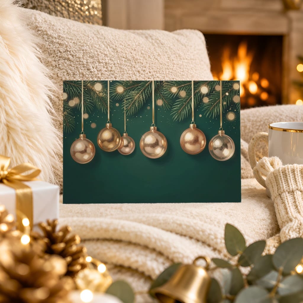 Christmas Card Mockup Bundle — 20 Horizontal 7x5 Photo Card PSD Mockups: mockup scene 7 of 20