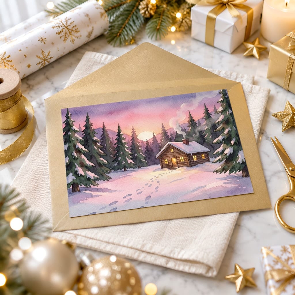 Christmas Card Mockup Bundle — 20 Horizontal 7x5 Photo Card PSD Mockups: mockup scene 8 of 20