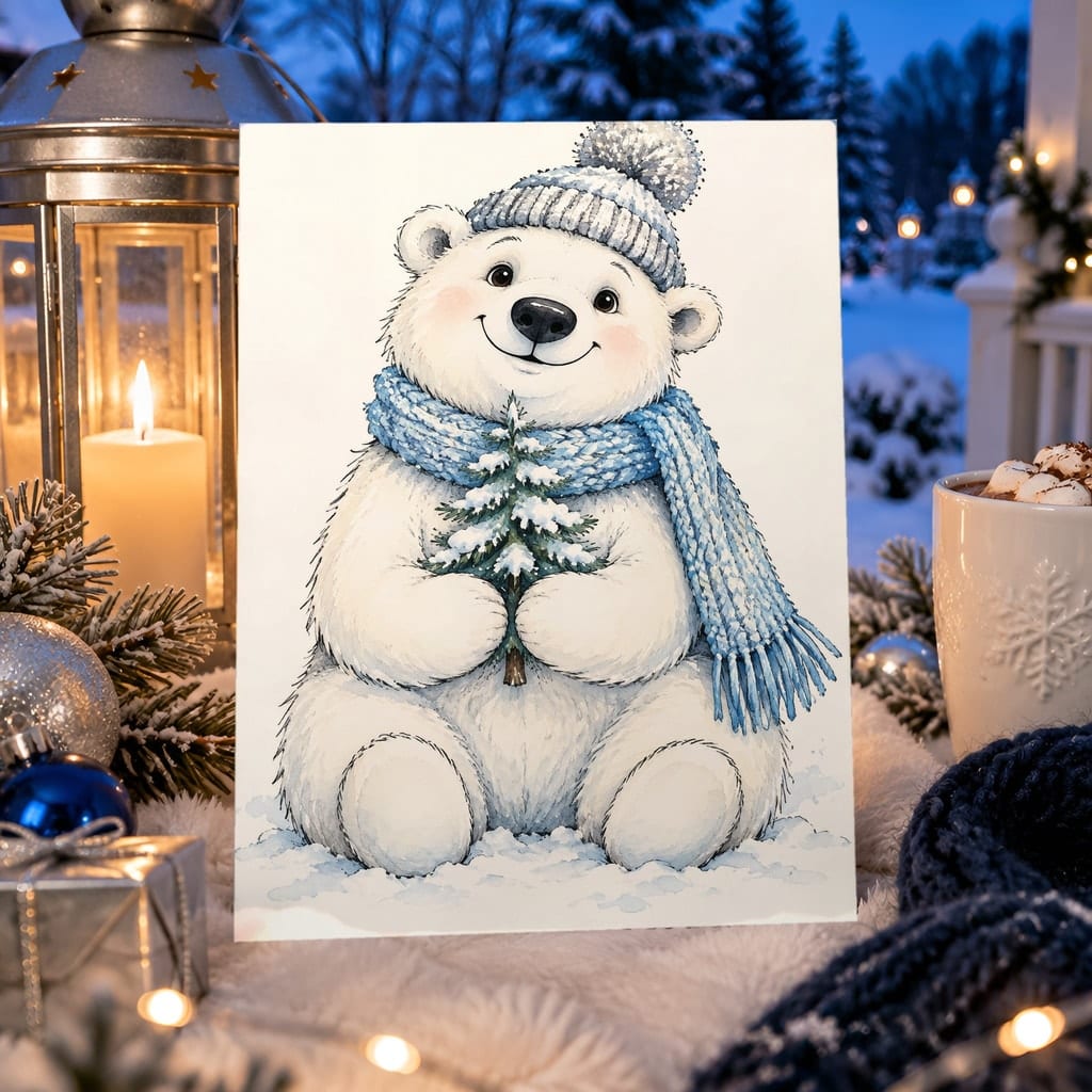 Christmas Card Mockup Bundle — 20 Icy Blue and Silver 5x7 Greeting Card PSD Mockups: mockup scene 16 of 20