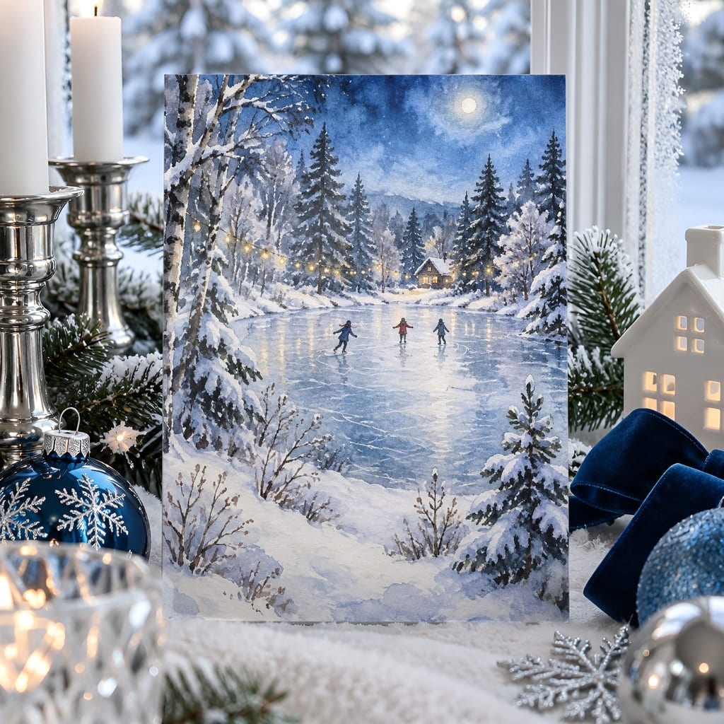 Christmas Card Mockup Bundle — 20 Icy Blue and Silver 5x7 Greeting Card PSD Mockups: mockup scene 2 of 20