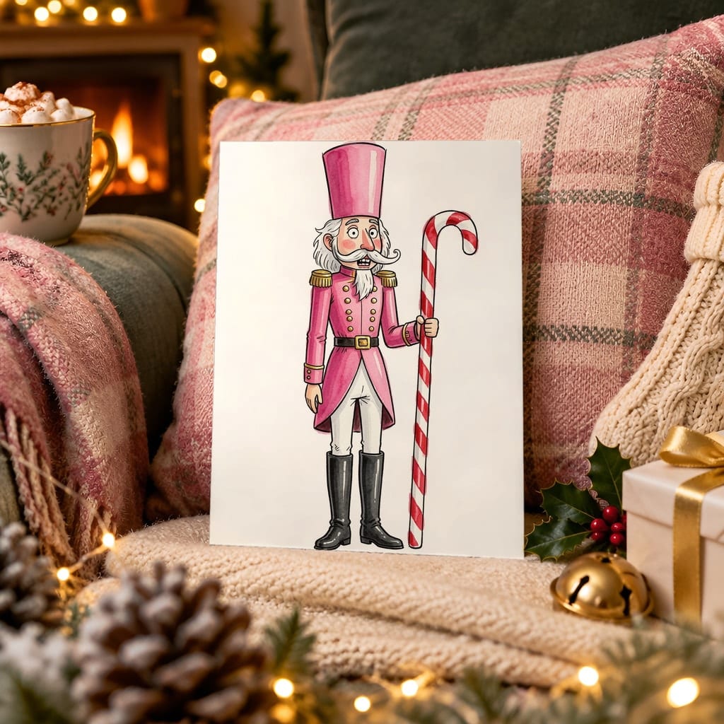Christmas Card Mockup Bundle — 20 Pink Christmas 5x7 Greeting Card PSD Mockups: mockup scene 11 of 20