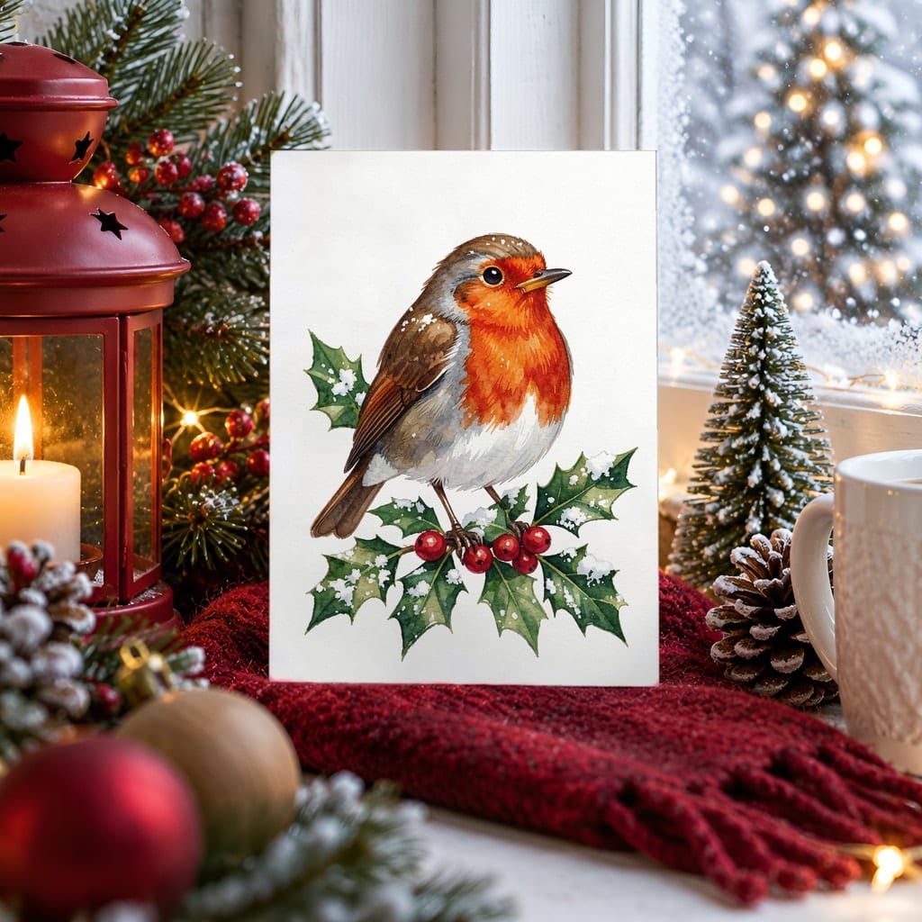 Christmas Card Mockup Bundle — 20 Rustic Kraft 5x7 Greeting Card PSD Mockups: mockup scene 10 of 20