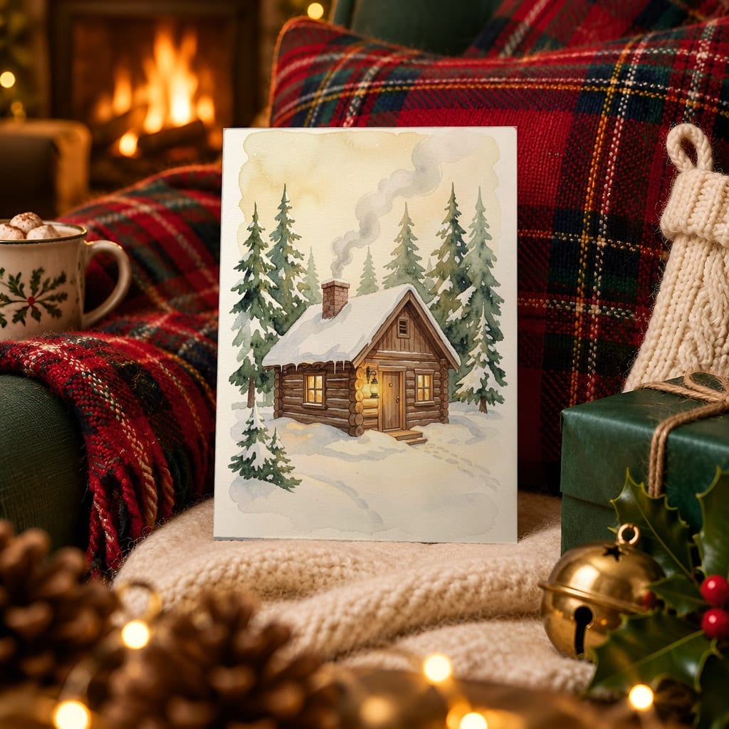 Christmas Card Mockup Bundle — 20 Rustic Kraft 5x7 Greeting Card PSD Mockups: mockup scene 11 of 20