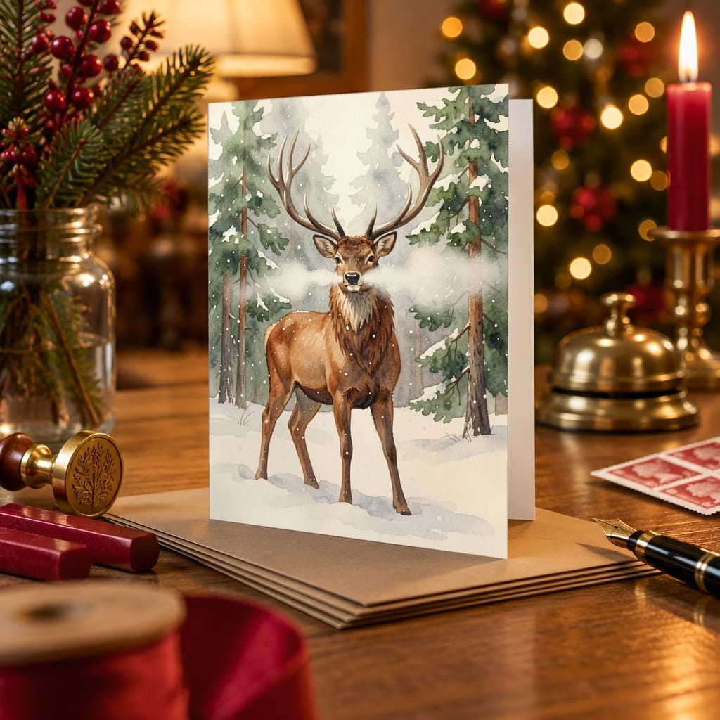 Christmas Card Mockup Bundle — 20 Rustic Kraft 5x7 Greeting Card PSD Mockups: mockup scene 12 of 20