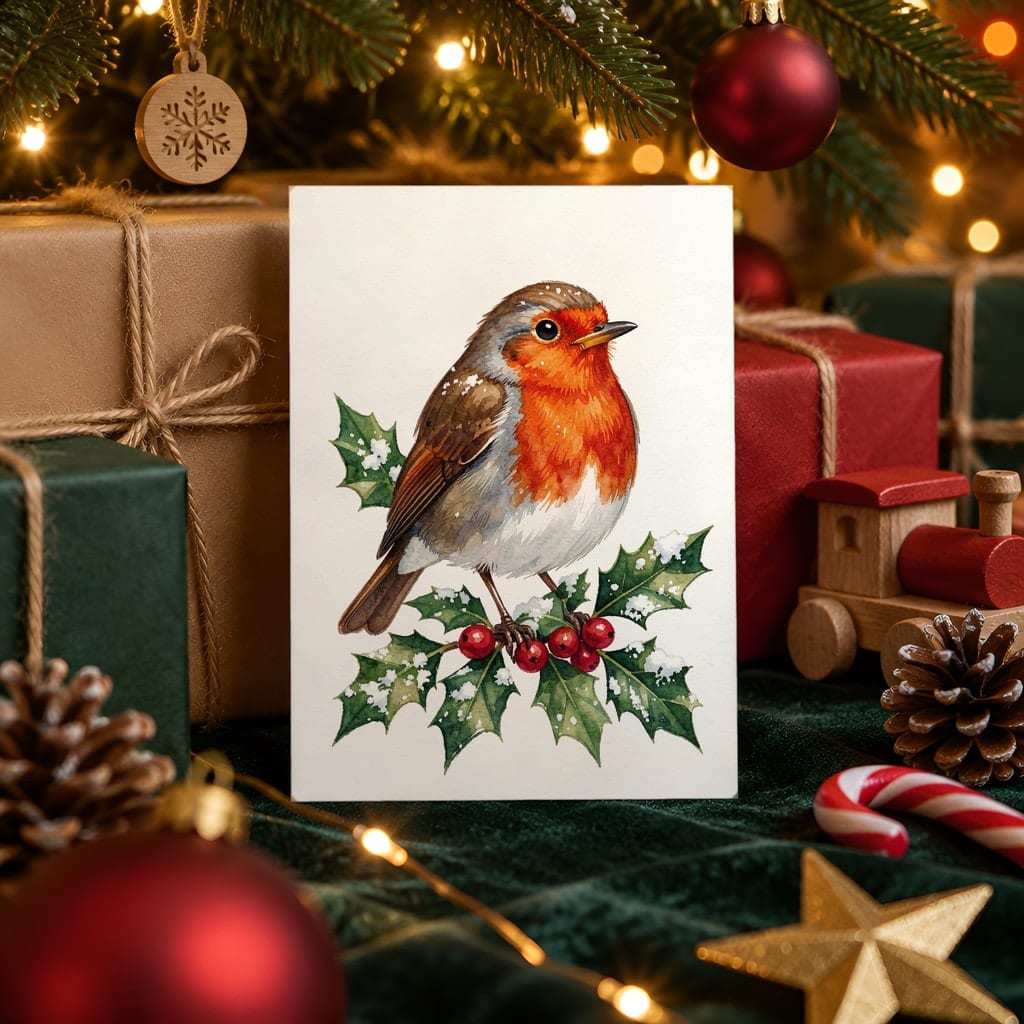Christmas Card Mockup Bundle — 20 Rustic Kraft 5x7 Greeting Card PSD Mockups: mockup scene 13 of 20