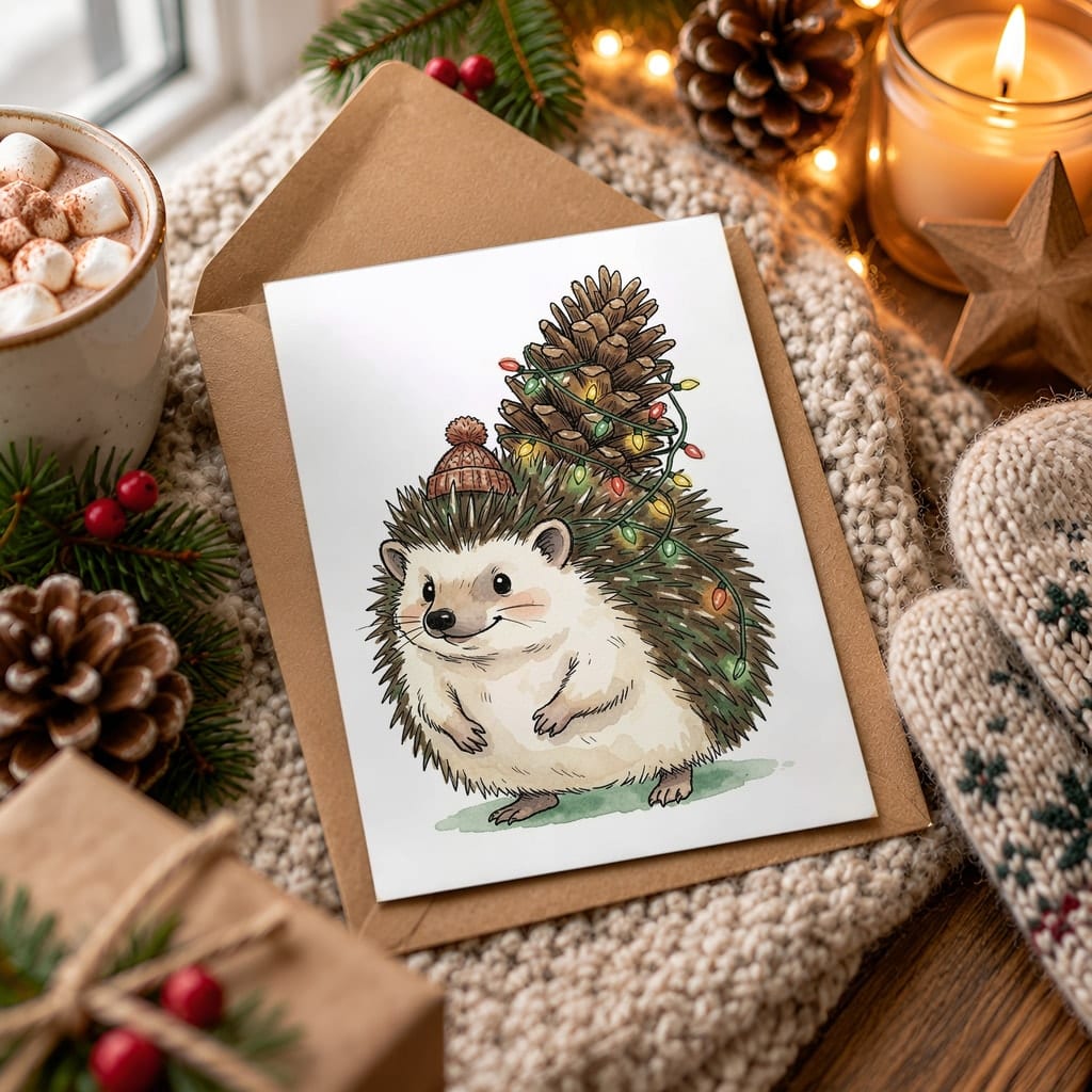 Christmas Card Mockup Bundle — 20 Rustic Kraft 5x7 Greeting Card PSD Mockups: mockup scene 14 of 20