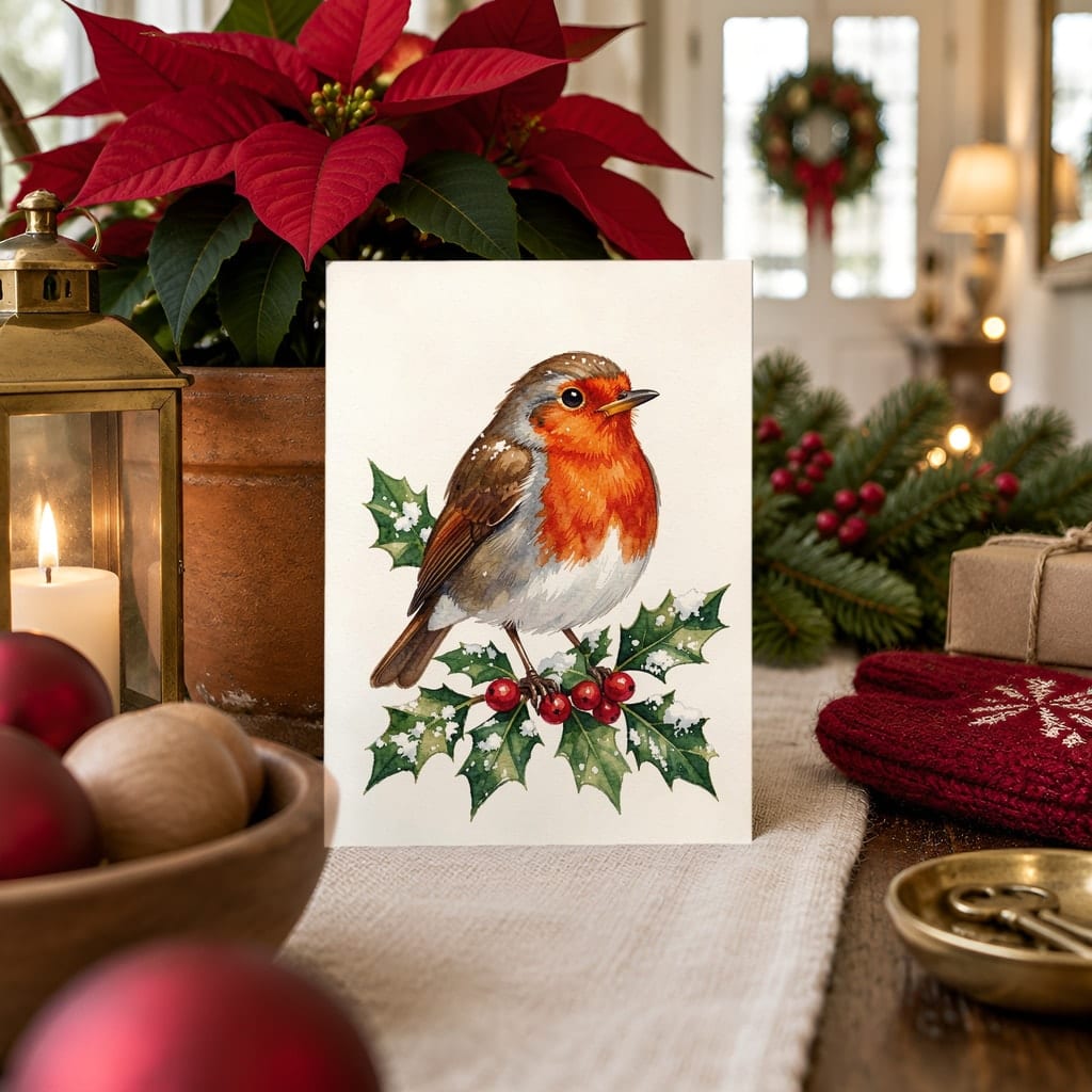 Christmas Card Mockup Bundle — 20 Rustic Kraft 5x7 Greeting Card PSD Mockups: mockup scene 15 of 20
