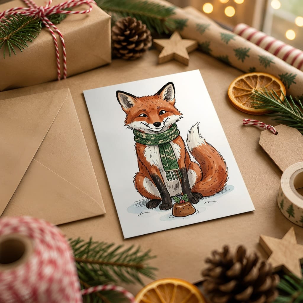 Christmas Card Mockup Bundle — 20 Rustic Kraft 5x7 Greeting Card PSD Mockups: mockup scene 18 of 20