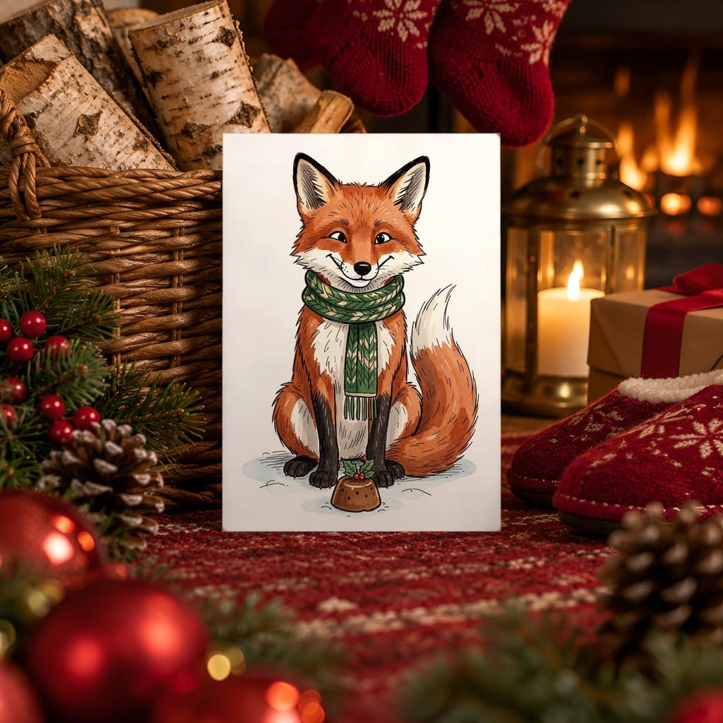Christmas Card Mockup Bundle — 20 Rustic Kraft 5x7 Greeting Card PSD Mockups: mockup scene 19 of 20