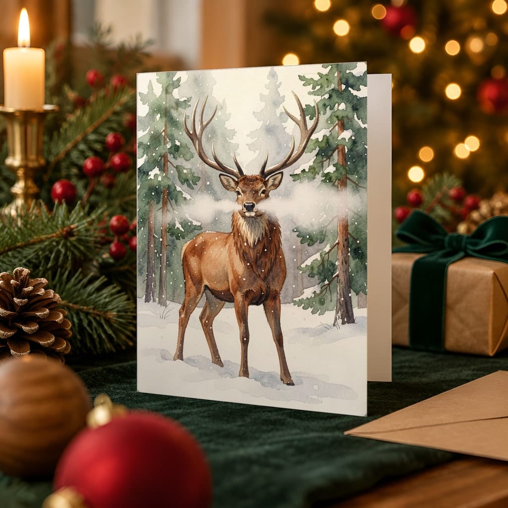 Christmas Card Mockup Bundle — 20 Rustic Kraft 5x7 Greeting Card PSD Mockups: mockup scene 2 of 20