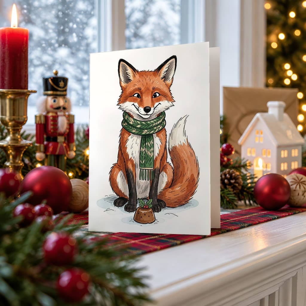 Christmas Card Mockup Bundle — 20 Rustic Kraft 5x7 Greeting Card PSD Mockups: mockup scene 5 of 20